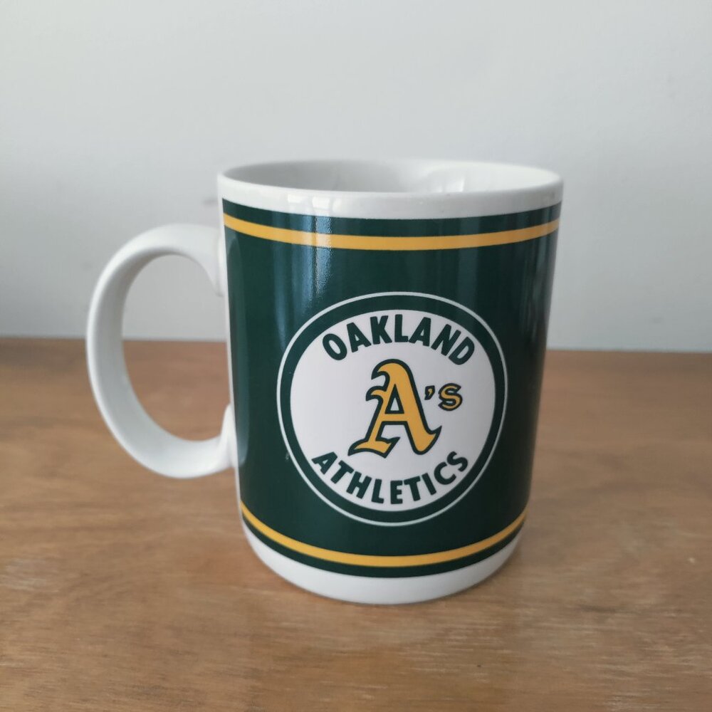 MLB Oakland A's Collectible Papel Coffee Mug Green and Gold GUC